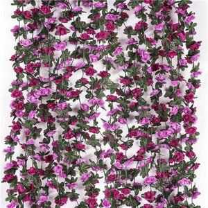 8.25 FT Flower Garland Rose Vines Artificial Flower Hanging Rose Garland Flores